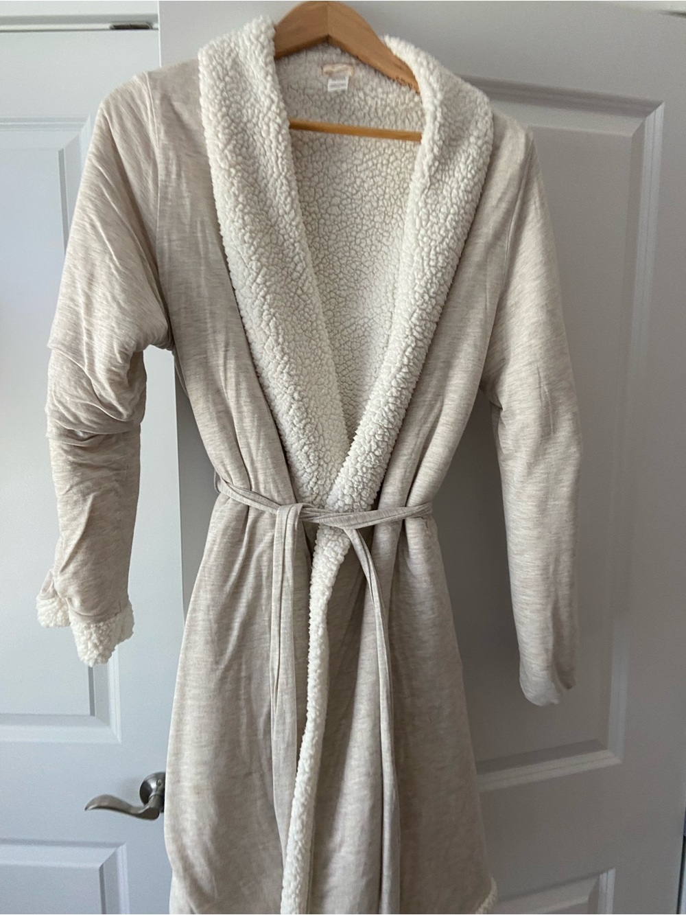 Eberjey Cream Sherpa-Lined Wrap Robe
